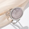Oval Natural Rose Quartz Finger Rings RJEW-M062-02P-15-1