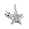 Star with Smiling Face Brass Micro Pave Clear Cubic Zirconia Pendants KK-G425-09-2