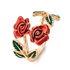 Zinc Alloy Enamel Open Cuff Rings for Women RJEW-U058-01G-4