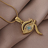 Elegant 304 Stainless Steel with Clear Glass Eye Pendant Necklaces for Women YU0551-1