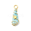 2Pcs Electroplated Natural Quartz Crystal Dyed Copper Wire Wrapped Pendants PALLOY-JF03166-01-3