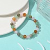 Natural Carnelian & Rose Quartz & Green Aventurine & Labradorite Round Beaded Stretch Bracelets BJEW-JB10910-05-2