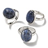 Natural Sodalite Oval Adjustable Rings RJEW-K371-07S-10-1