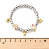 Brass Enamel Round Beads Charm Bracelets for Women BJEW-D317-11E-PG-5