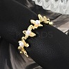 Flower Brass Open Cuff Rings for Women RJEW-R011-09G-01-2