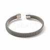 304 Stainless Steel Flat Mesh Chains Shape Open Cuff Bangle for Women BJEW-C0033-04-3