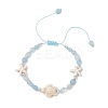 Natural Aquamarine & Synthetic Synthetic Turquoise Beads Braided Bead Bracelets BJEW-JB13275-01-2
