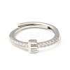 Clear Cubic Zirconia Initial Letter Adjustable Ring RJEW-C052-01P-E-2