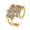 Rack Plating Brass Micro Pave Cubic Zirconia Open Cuff Rings RJEW-Q777-13G-1