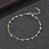 304 Stainless Steel Dapped Chains Bracelets for Women BJEW-D466-08A-GP-4