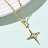 Brass Pave Clear Cubic Zirconia Star Pendant 304 Stainless Steel Chain Necklaces for Women NJEW-D341-07G-2