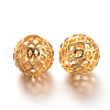 Hollow Round Brass Filigree Beads KK-L129-12G-01-1
