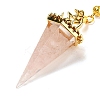 Natural Rose Quartz Chip & Resin Dowsing Pendulum Big Pendants G-H293-02G-13-1