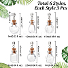 18pcs 6 styles Glass Wishing Bottle European Dangle Charms PALLOY-GA0001-12-2
