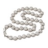 Brass Micro Pave Clear Cubic Zirconia Flat Round Link Chain Necklaces for Women NJEW-B157-18P-3
