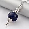 Natural Lapis Lazuli Sphere Dowsing Pendulums BJEW-E292-A03-2