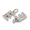 Brass Micro Pave Grade AAA Cubic Zirconia Charms ZIRC-P067-11P-E-NR-3