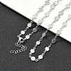 304 Stainless Steel Textured Flower Link Chain Necklaces NJEW-Z084-01P-2