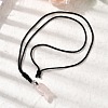Natural Rose Quartz Fish Pendant Black Nylon Cord Necklaces NJEW-G185-01G-3