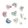 4 Pairs 4 Colors Platinum Alloy Enamel Waist Tighteners AJEW-TA0002-66-2