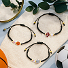 5Pcs 5 Styles Sport Theme Acylic & Alloy Braided Bead Bracelets BJEW-GO0001-12-4