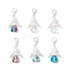 Heart Angel Glass & Glass Pearl Pendant Decorations HJEW-JM03773-01-2
