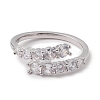 Clear Cubic Zirconia Open Cuff Ring RJEW-F124-04P-2