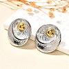 304 Stainless Steel Two Tone Stud Earrings EJEW-F355-02GP-01-1