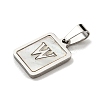 304 Stainless Steel Pave Natural White Shell Pendants STAS-S130-03P-W-2