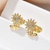 Brass Micro Pave Clear Cubic Zirconia Stud Earrings EJEW-D305-09G-5