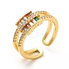 Cubic Zirconia Rectangle Open Cuff Ring KK-H439-29G-1