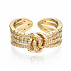 Brass Micro Pave Clear Cubic Zirconia Cuff Rings RJEW-Q161-022-NF-2