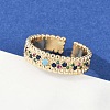 Brass Micro Pave Cubic Zirconia Cuff Rings for Women RJEW-S400-06G-2