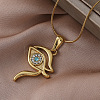 Elegant 304 Stainless Steel with Clear Glass Eye Pendant Necklaces for Women YU0551-2