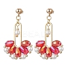 Fan Glass Dangle Stud Earrings EJEW-MZ00674-01-3