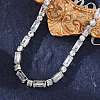 Brass Pave Clear Cubic Zirconia Rectangle & Flat Round Link Bracelets BJEW-YWC0002-02A-5