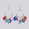 Dyed Cowrie Shell Dangle Earrings EJEW-JE02944-2
