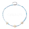 Synthetic Turquoise Starfish & Turtle & Seed Beaded Necklace for Women NJEW-JN04482-02-2