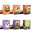 24Pcs 6 Styles Halloween Theme Kraft Paper Gift Bags with Handles CARB-FS0001-09-2