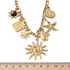 Ocean 304 Stainless Steel & Plastic Imitation Stone & Natural Paua Shell Sun Turtle Starfish Pendant Necklaces for Women NJEW-G180-01G-3