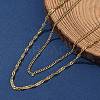 304 Stainless Steel Singapore Chain Double Layered Necklaces for Women NJEW-U050-02B-G-2
