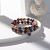 Natural Sodalite & Wood Round Beads Stretch Bracelets Set BJEW-JB07165-04-2