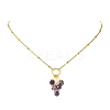 Natural Mixed Gemstone Faceted Cube Beaded Tassel Pendant 304 Stainless Steel Satellite Chain Necklaces for Women NJEW-JN06447-4