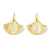 Rack Plating Brass Pave Cubic Zirconia with Cat Eye Pendants KK-G464-14G-2