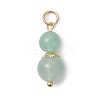 3Pcs 3 Styles Natural Green Aventurine & Moss Agate & Unakite Round Beaded Pendants PALLOY-JF04701-02-3