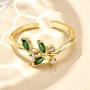 Rack Plating Brass Micro Pave Cubic Zirconia Cuff Finger Rings for Women RJEW-M028-25G-03-1