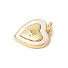 Brass Pave Natural White Shell Pendants KK-S522-22G-2