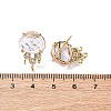 Brass Micro Pave Cubic Zirconia Stud Earring Findings with Natural Amethyst KK-Z096-05G-01-3