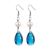 Glass and Shell Pearl Dangle Earrings EJEW-JE06020-4