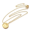 304 Stainless Steel Flat Round Cameo Pendant Cable Chain Necklaces for Women STAS-Z108-02G-02-4